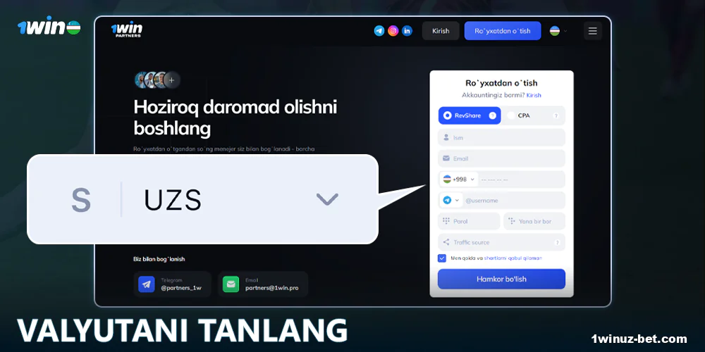 O'zbekistonda 1Win da hamkorlik modelini tanlang