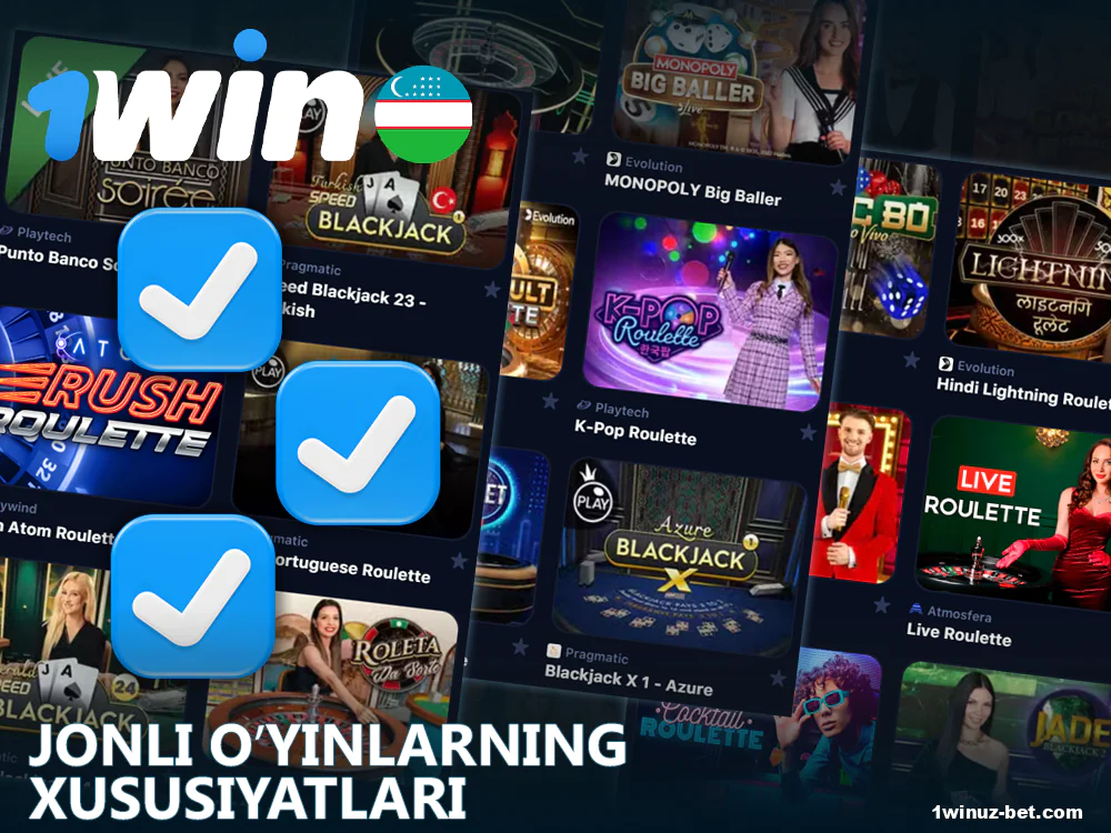 1Win O'zbekistondagi jonli o'yinlarning afzalliklari.