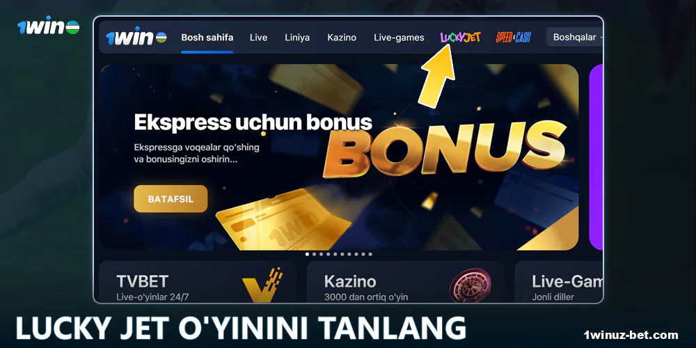 1Win O'zbekistonda Lucky Jet o'yinini oching.