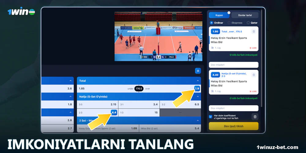 1Win O'zbekiston koeffitsientlarini tanlang