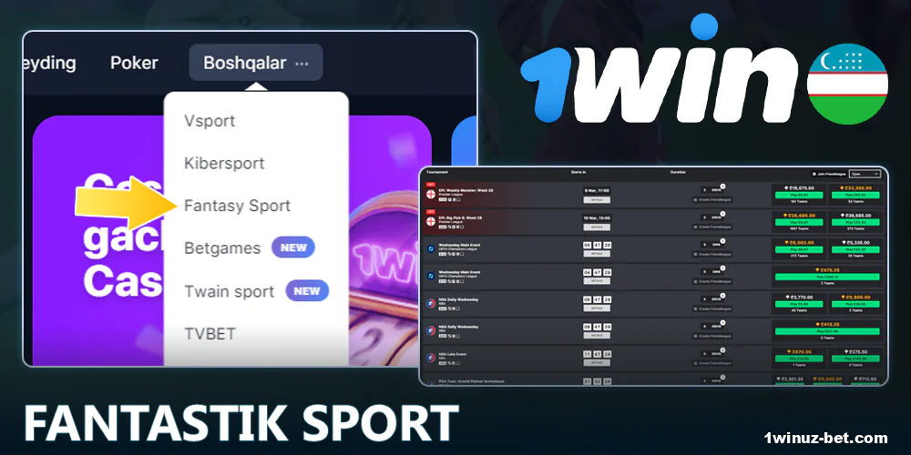 Gamblingchilar turli sport bozorlaridan, jumladan, o'yin g'olibini, xaritadagi eng kuchli jamoani, birinchi o'ldirishni va boshqalarni tanlash imkoniyatiga ega. 1win sport turlaridan siz O'zbekiston jamoalari - Dota 2 musobaqalarida pul tikishingiz mumkin. Agar siz boshqa hududlardan kelgan jamoalar muxlisi bo'lsangiz, Dragon Blood, Mad Monkey, Sworn Die, Foxy Gaming kabi o'yinlar sizni kutmoqda.